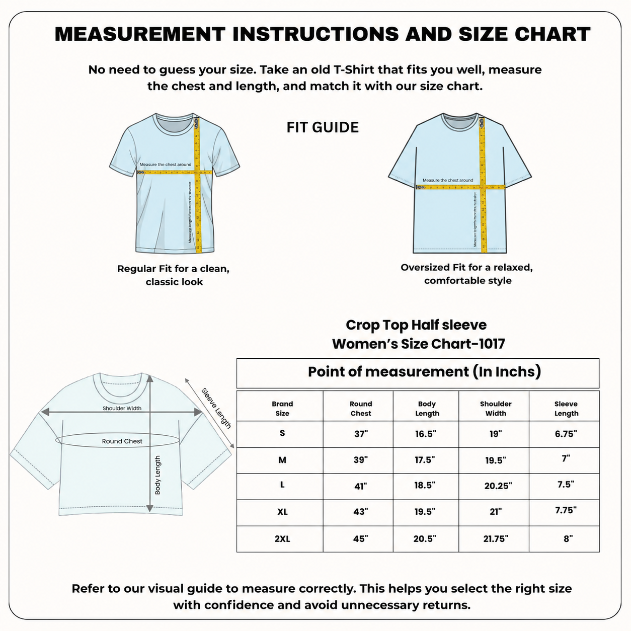 Women's Crop top half sleeve - 220 GSM