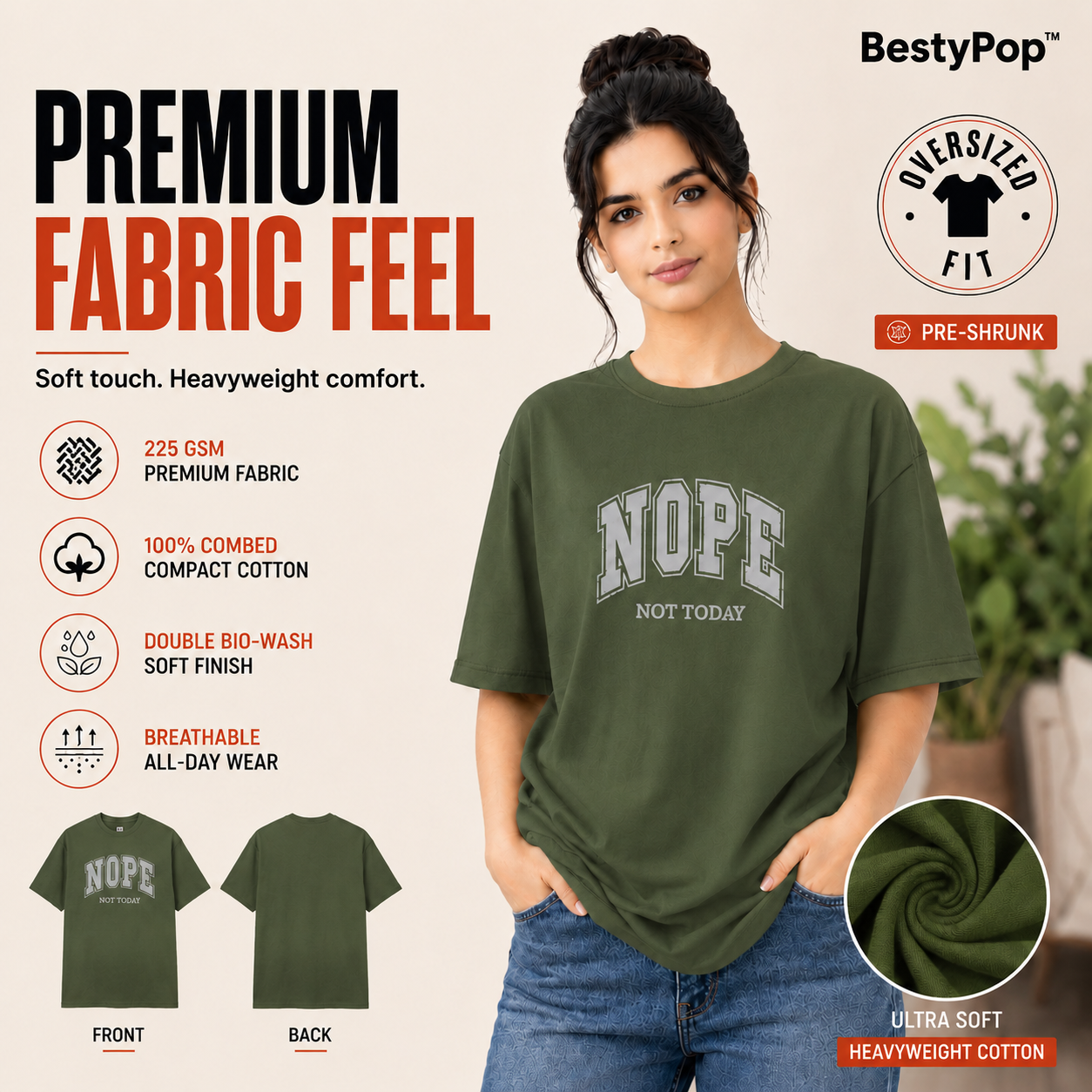 Women’s Oversized T-Shirt - Nope (225 GSM heavyweight fabric)