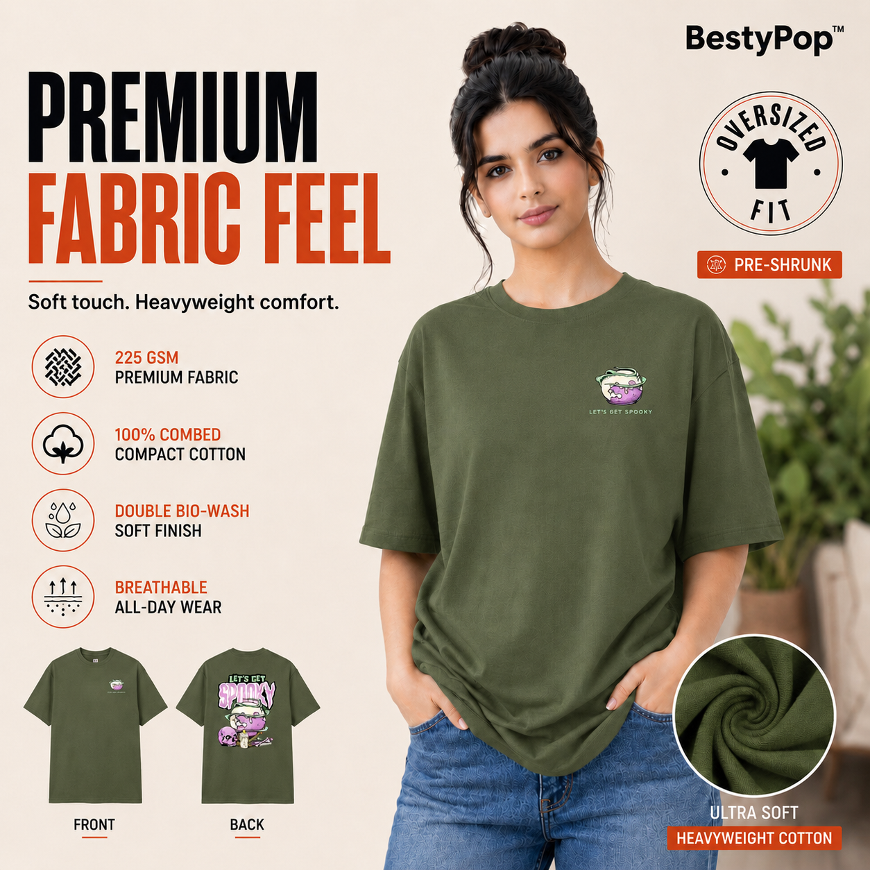Women’s Oversized Graphic T-Shirt - Spooky (225 GSM heavyweight fabric)