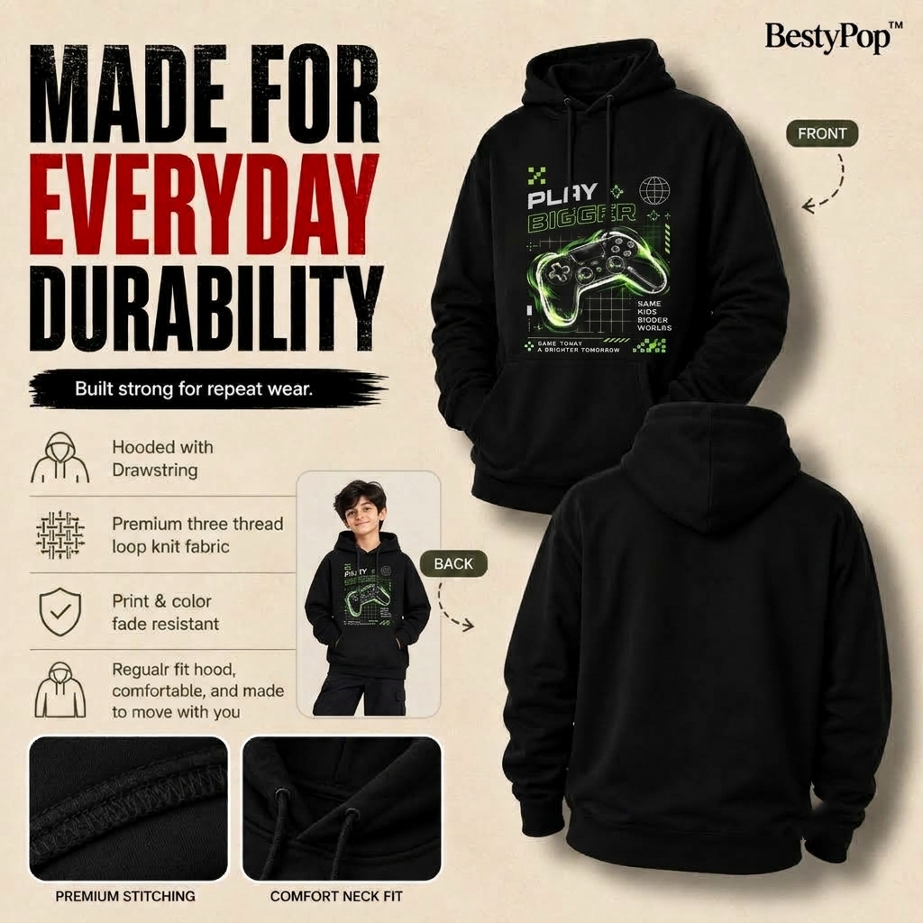 Boy’s Hoodie - Play Bigger (320 GSM)