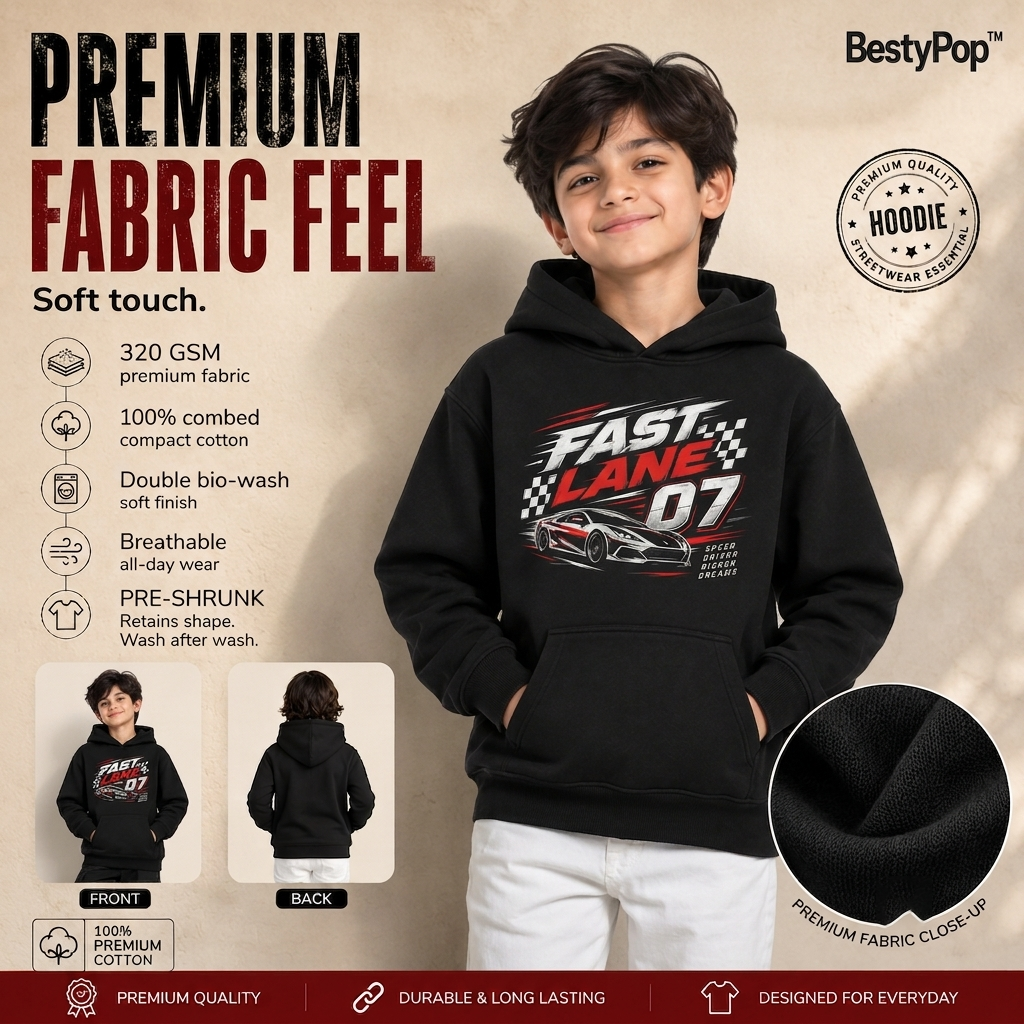 Boy’s Hoodie - Fast Lane (320 GSM)