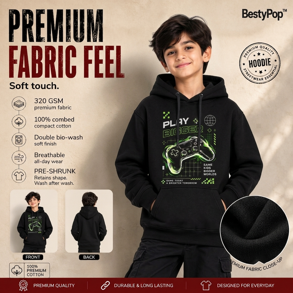 Boy’s Hoodie - Play Bigger (320 GSM)