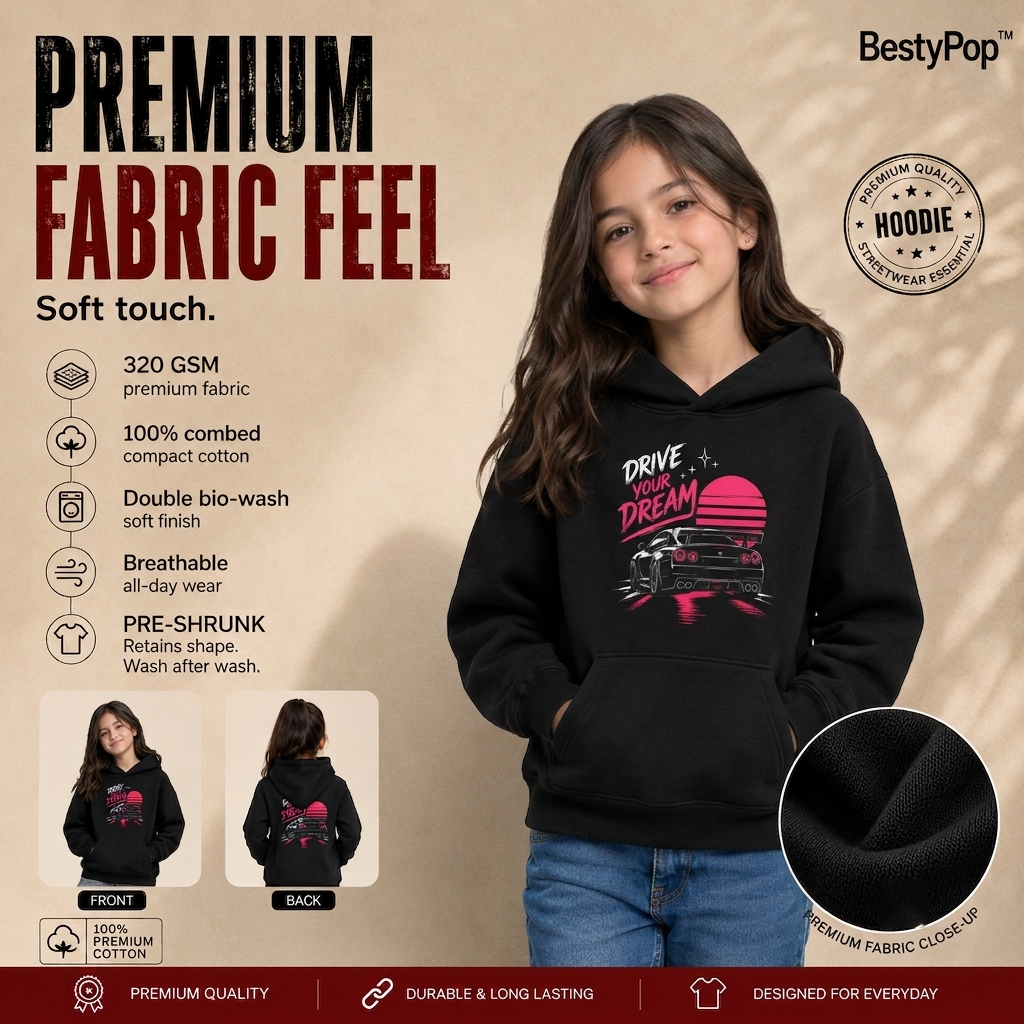 Girl’s Hoodie - Drive your dream (320 GSM)