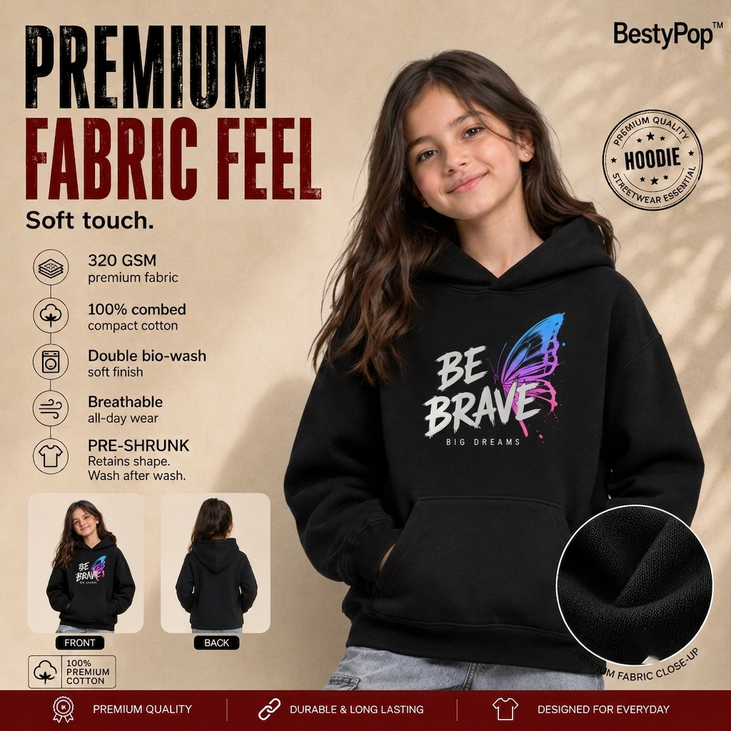 Girl’s Hoodie - Be Brave (320 GSM)