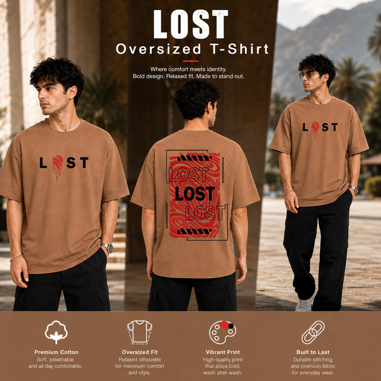 Men’s Oversized T-Shirt - Lost (225 GSM heavyweight fabric)