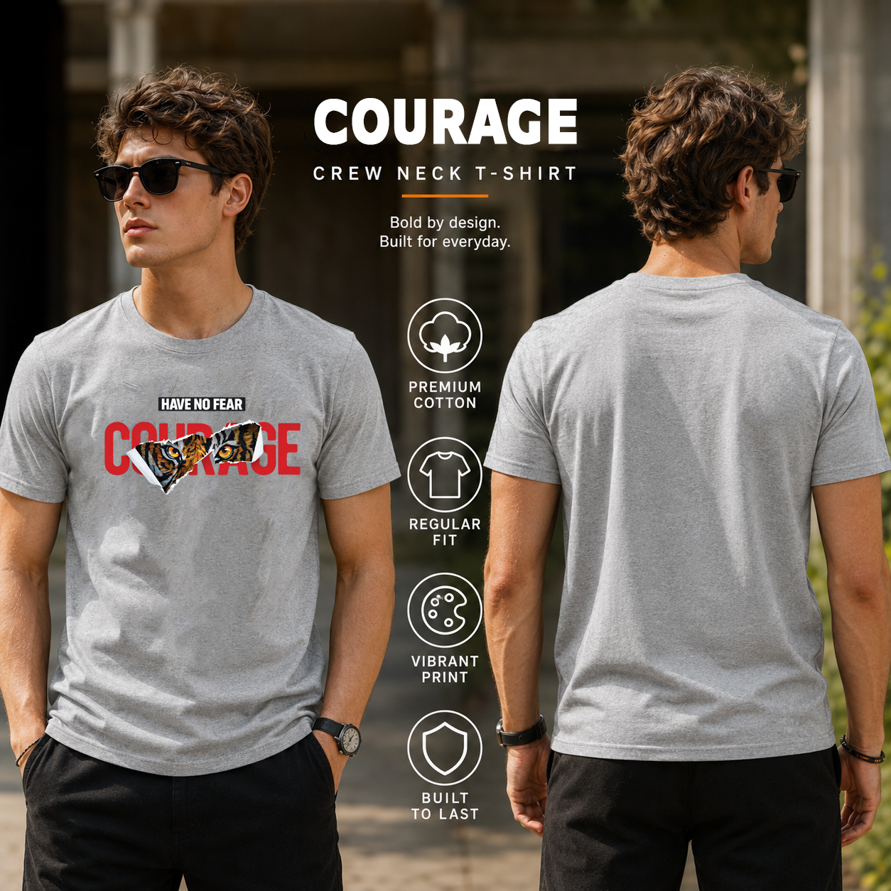 Men's Crew Neck t-shirt- Courage (170 GSM single jersey)