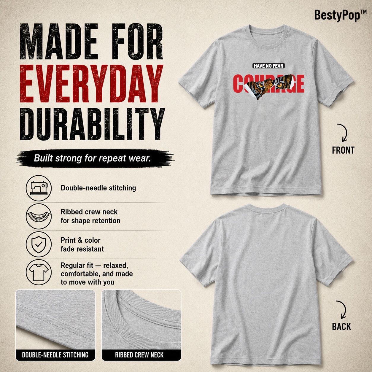 Men's Crew Neck t-shirt- Courage (170 GSM single jersey)