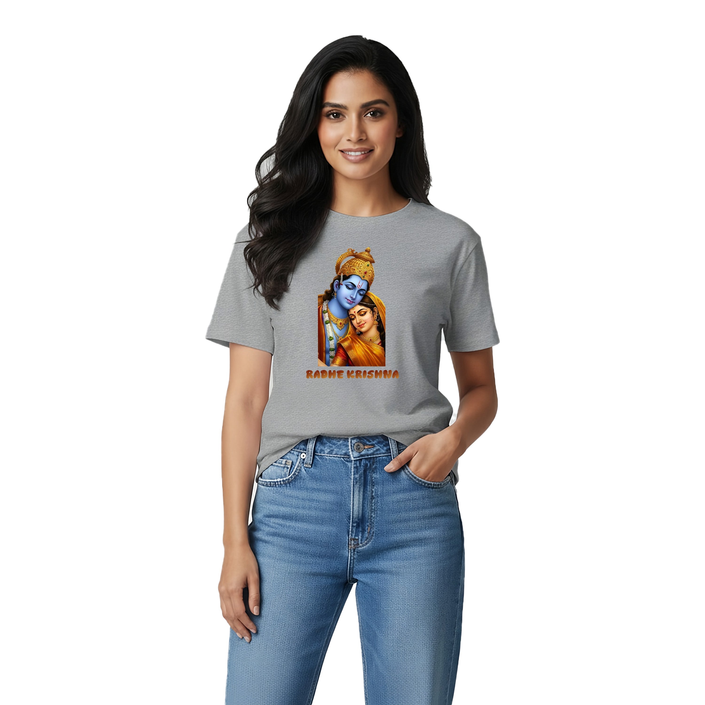 Women’s Graphic Print Round Neck T-Shirt- Krishna (170 GSM single jersey)