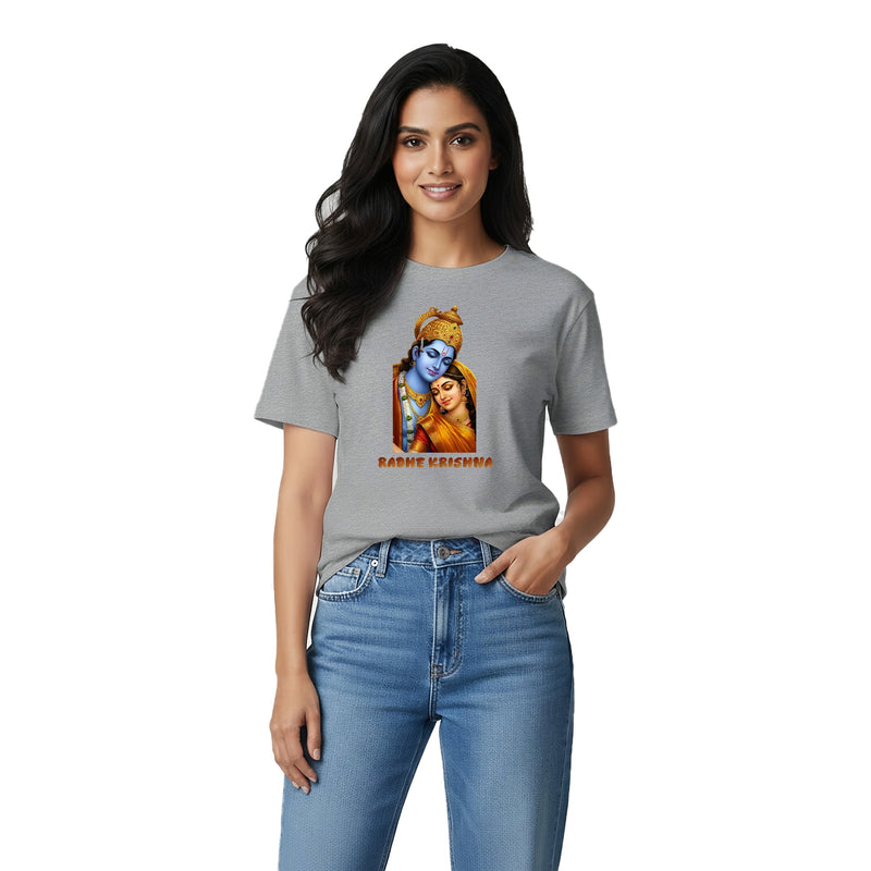 Women’s Graphic Print Round Neck T-Shirt- Krishna (170 GSM single jersey)