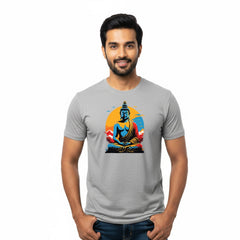 Men’s Graphic Print Round Neck T-Shirt- Buddha (170 GSM single jersey)