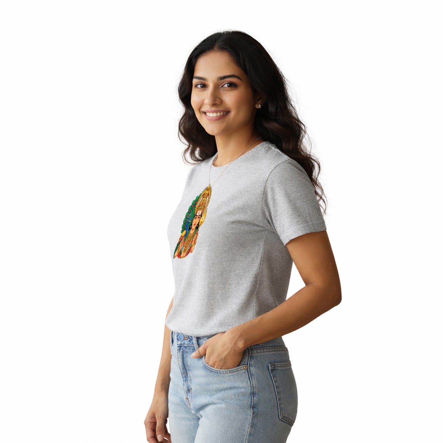 Women’s Graphic Print Round Neck T-Shirt- Murugan (170 GSM single jersey)
