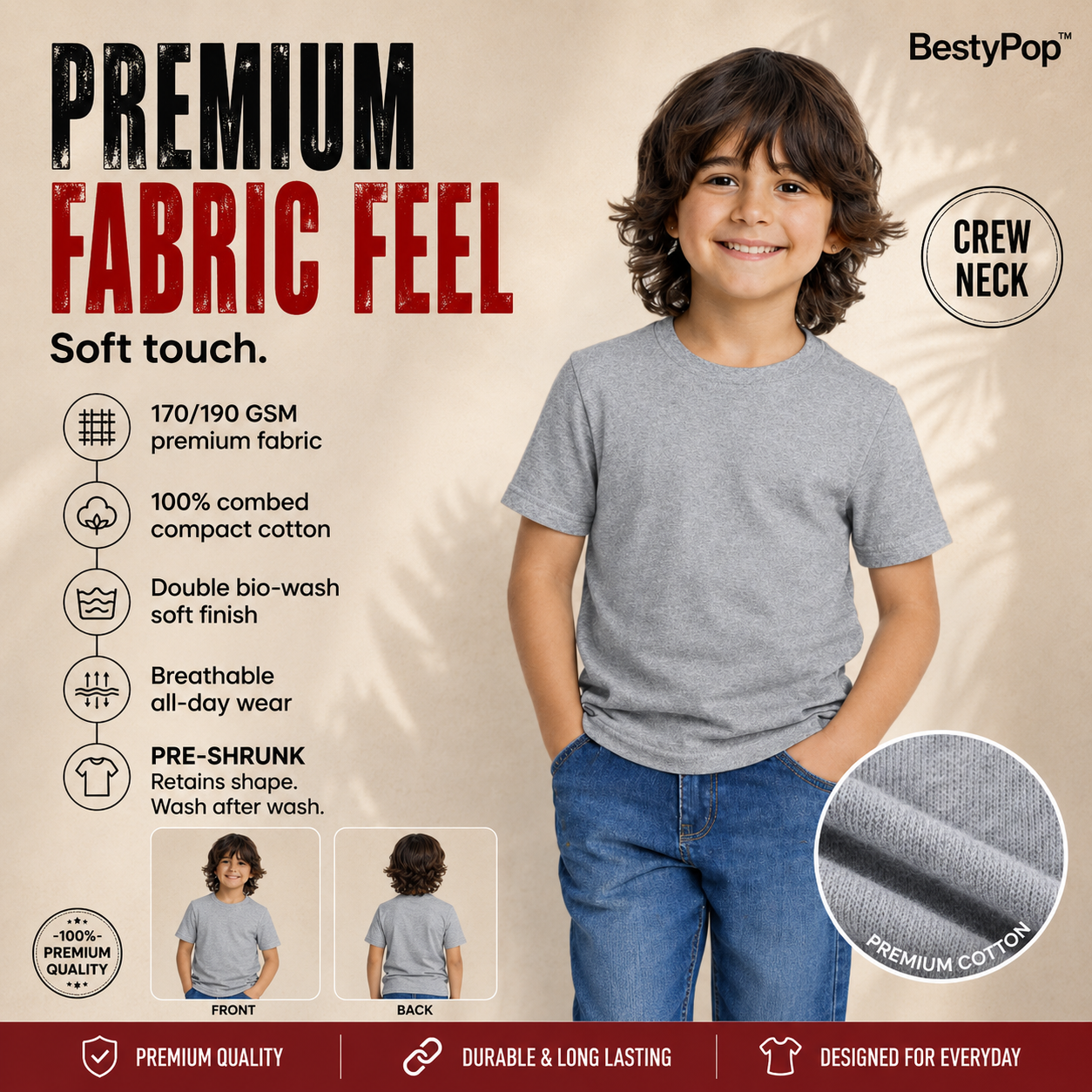 Boy’s Plain Round Neck T-Shirt