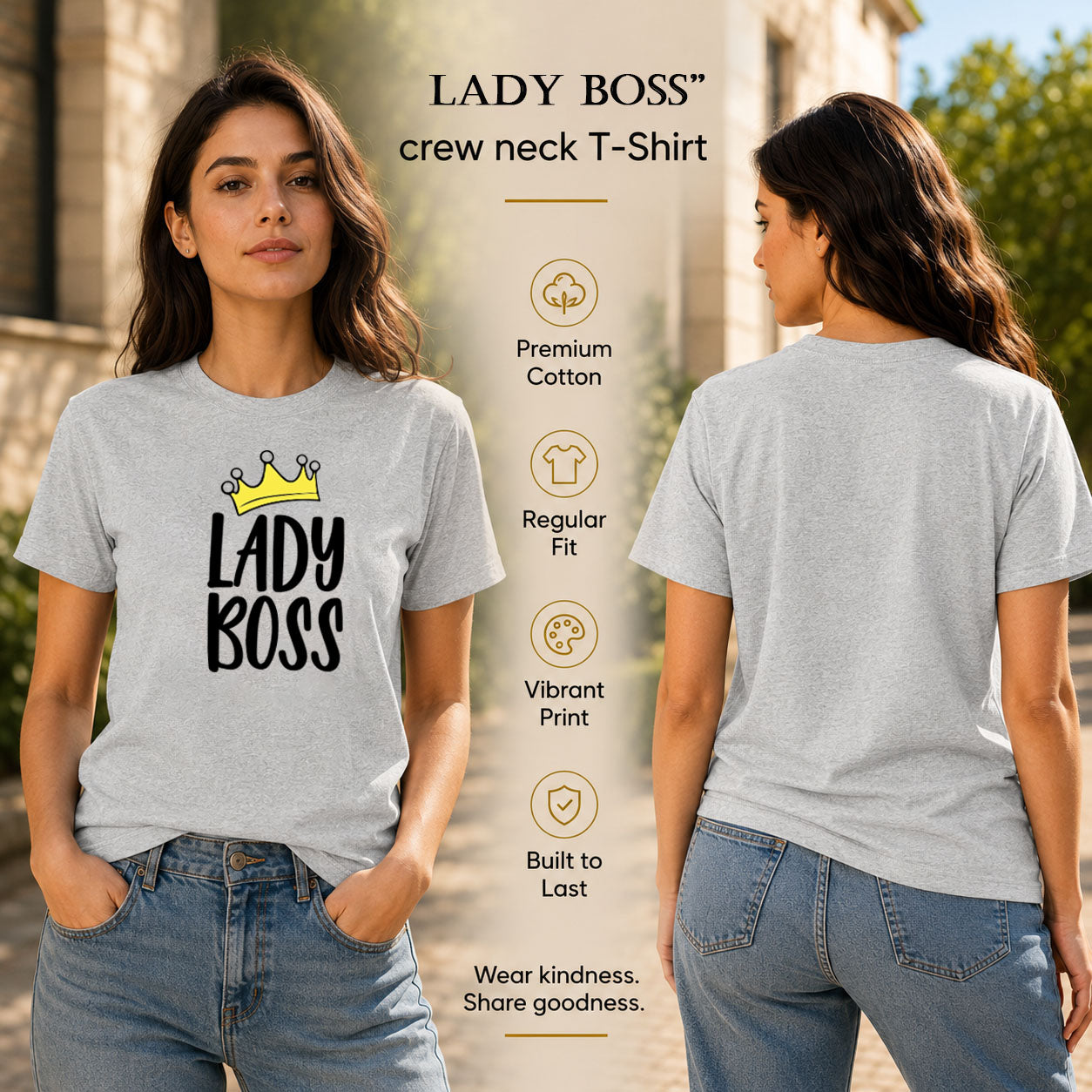 Women's Crew Neck t-shirt - Lady Boss (170 GSM single jersey)