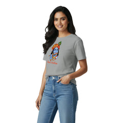 Women’s Graphic Print Round Neck T-Shirt- Krishna (170 GSM single jersey)