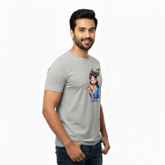 Men’s Graphic Print Round Neck T-Shirt- Krishna (170 GSM single jersey)