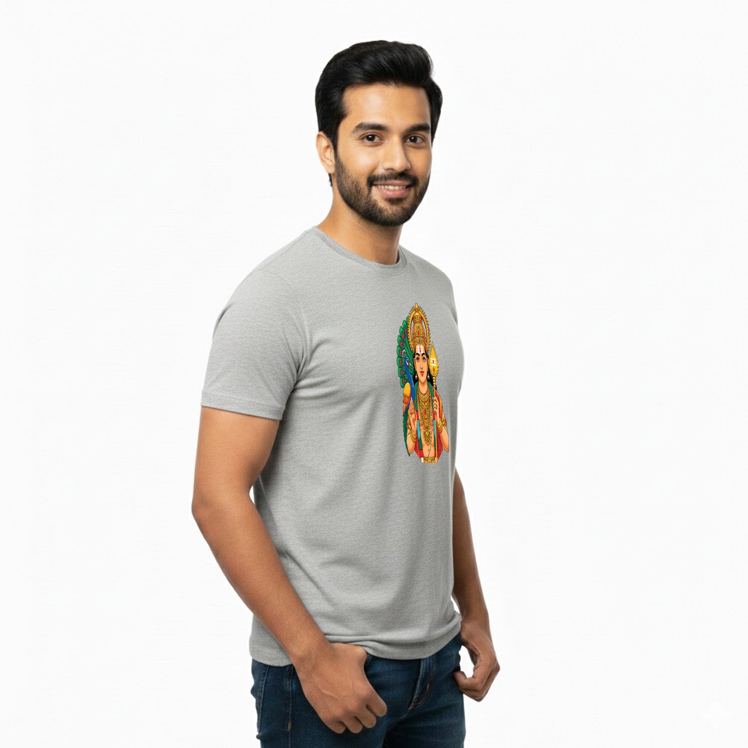 Men’s Graphic Print Round Neck T-Shirt- Murugan (170 GSM single jersey)