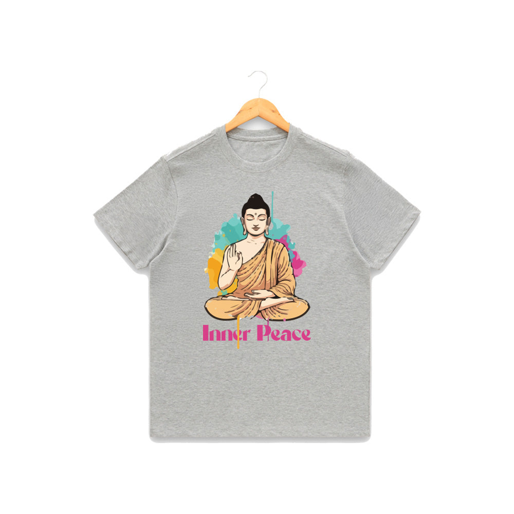 Men’s Graphic Print Round Neck T-Shirt- Buddha (170 GSM single jersey)