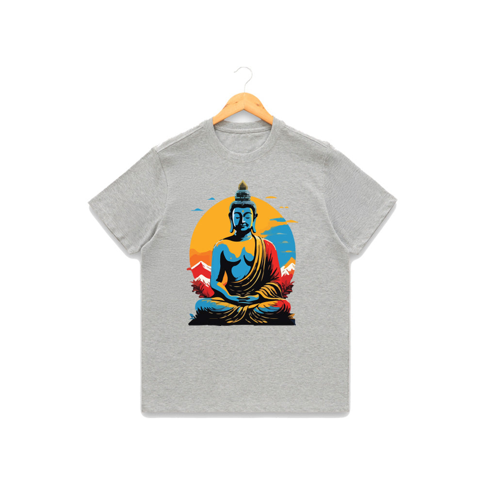 Men’s Graphic Print Round Neck T-Shirt- Buddha (170 GSM single jersey)