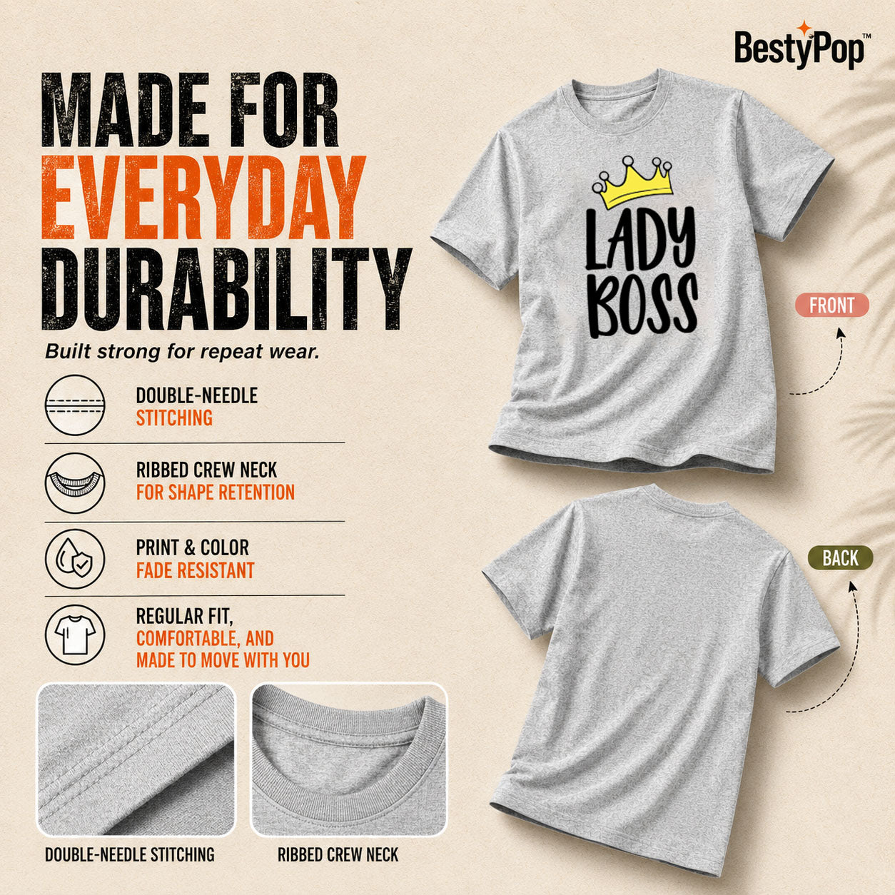 Women's Crew Neck t-shirt - Lady Boss (170 GSM single jersey)
