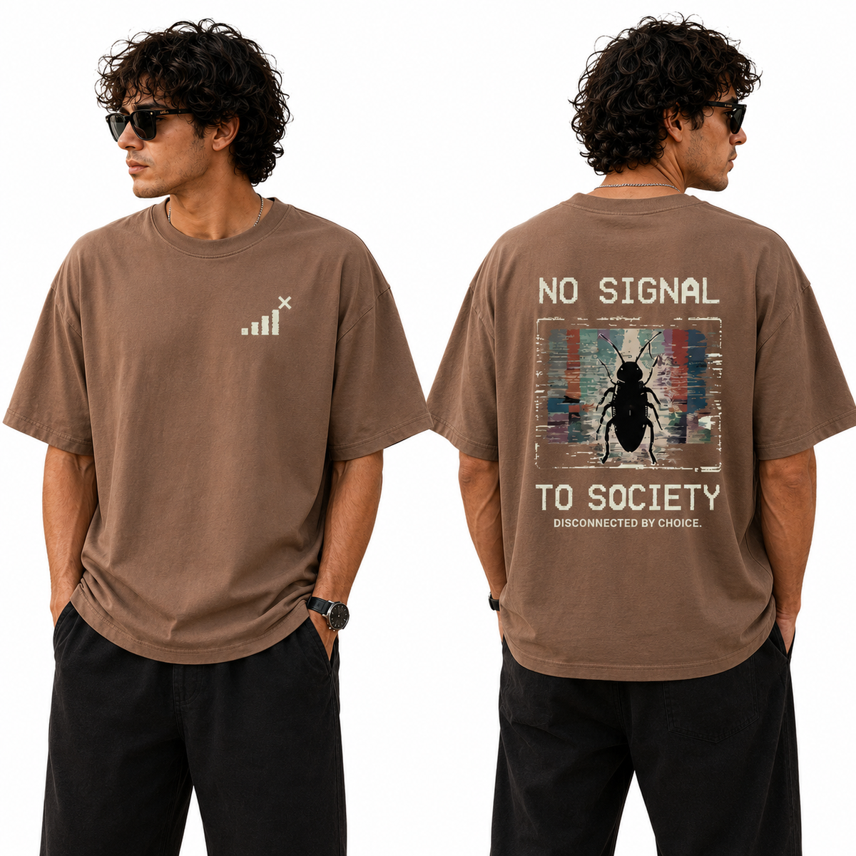 Men’s Oversized T-Shirt - No Signal (225 GSM heavyweight fabric)