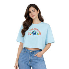 Women’s Oversized Half Sleeve Crop Top - Soul Grow (220 GSM Interlock Fabric)