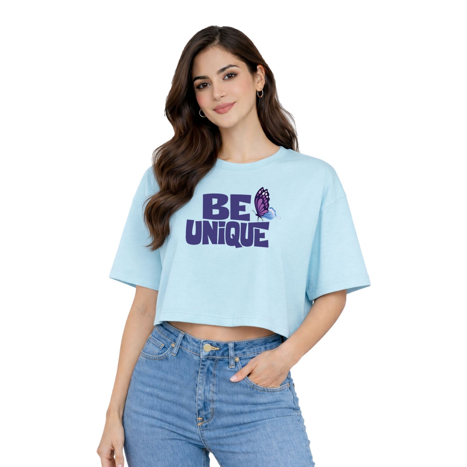 Women’s Oversized Half Sleeve Crop Top - Be Unique (220 GSM Interlock Fabric)