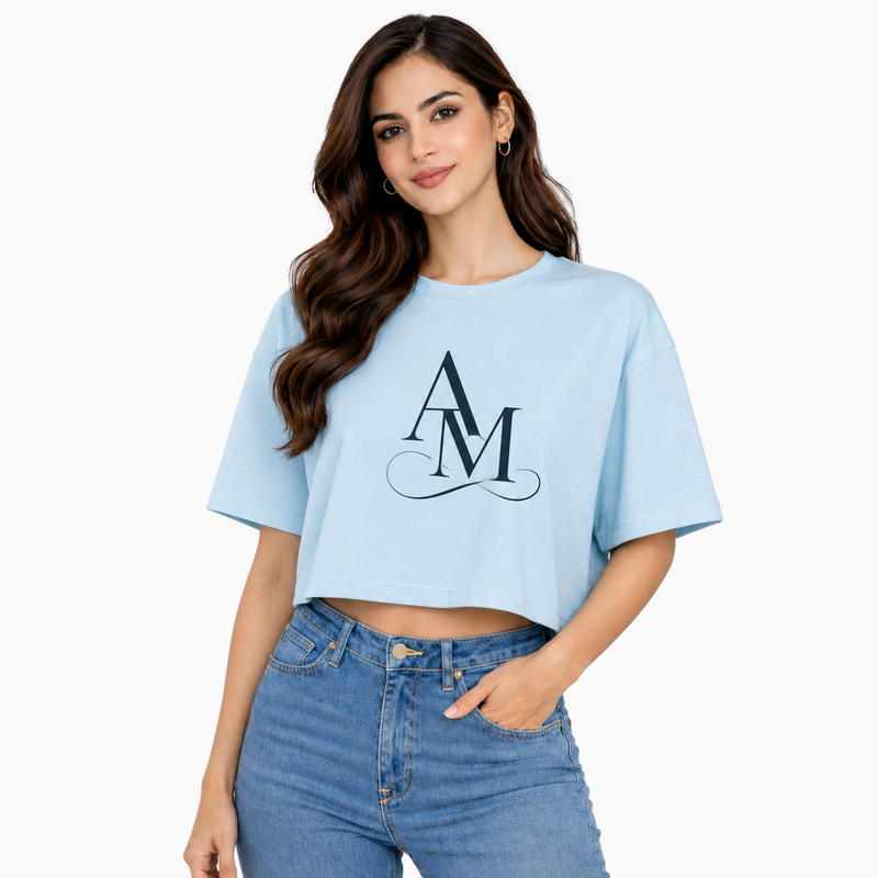 Women’s Oversized Half Sleeve Crop Top- AM Design