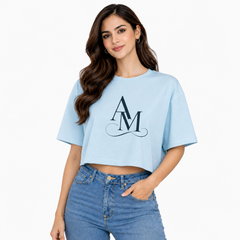Women’s Oversized Half Sleeve Crop Top- AM Design