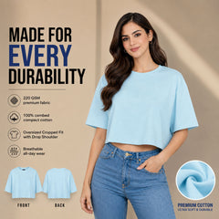 Women’s Plain Crop top Oversized Half Sleeve