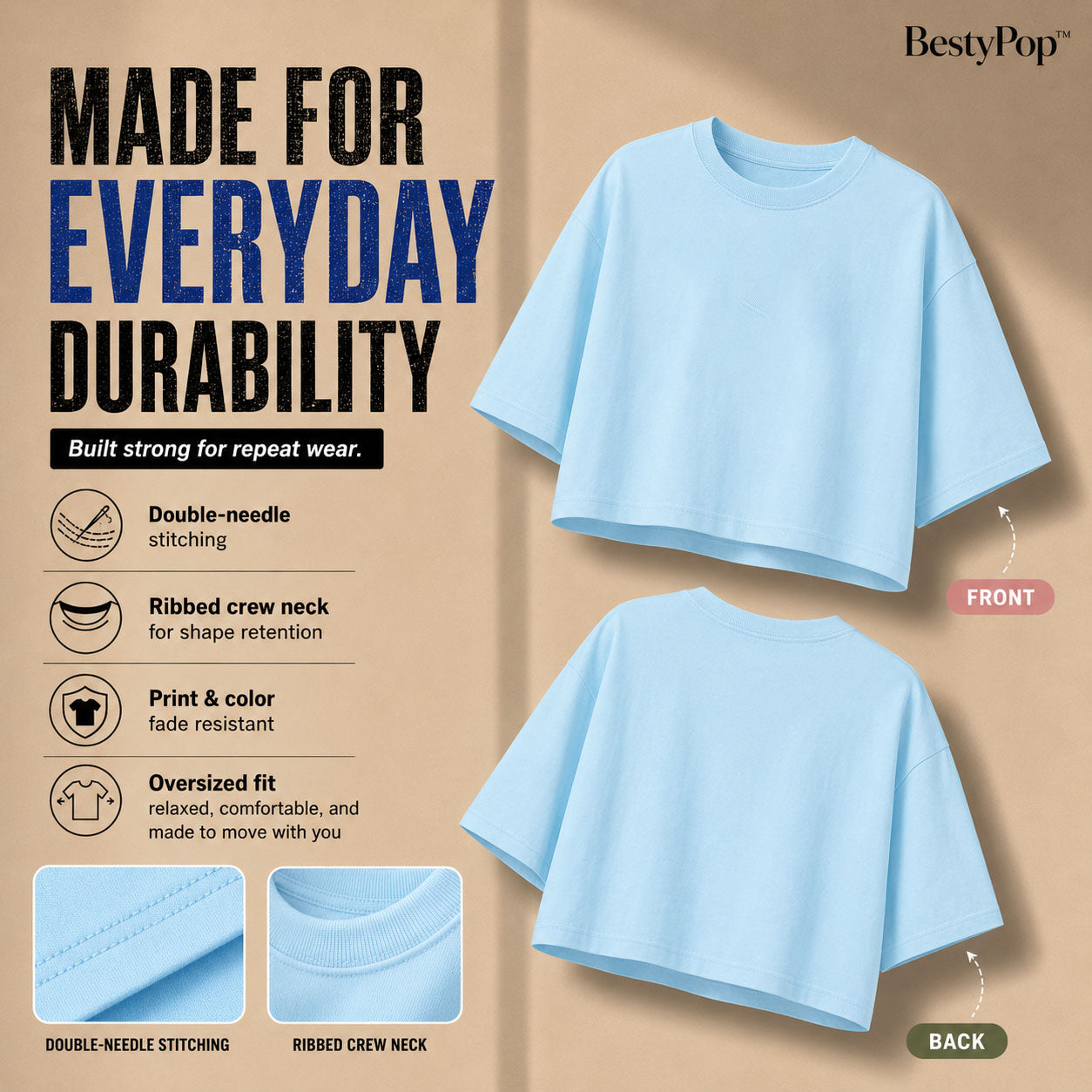 Women’s Plain Crop top Oversized Half Sleeve
