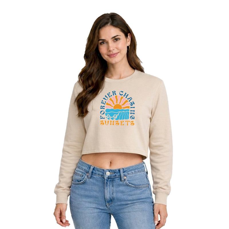 Women’s Oversized full Sleeve Crop Top - Sunsets (270 GSM French Terry)