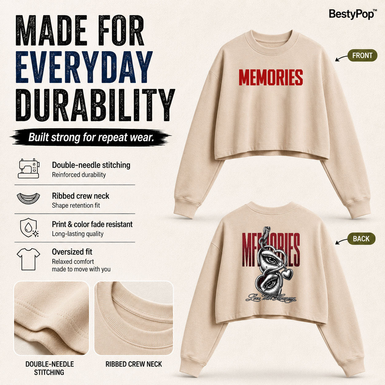Women’s Crop top full Sleeve - 270 GSM