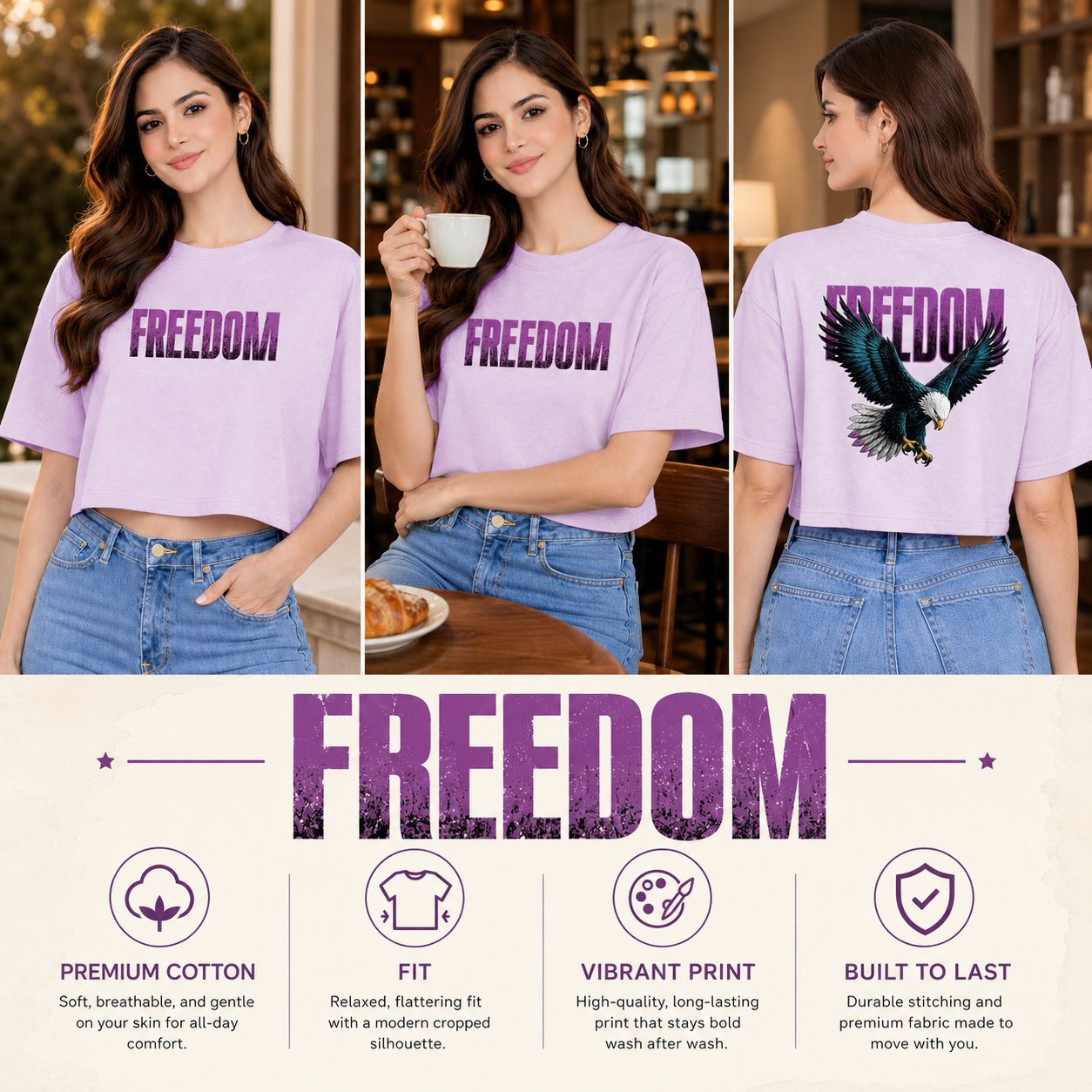 Women’s Oversized Half Sleeve Crop Top - 220 GSM