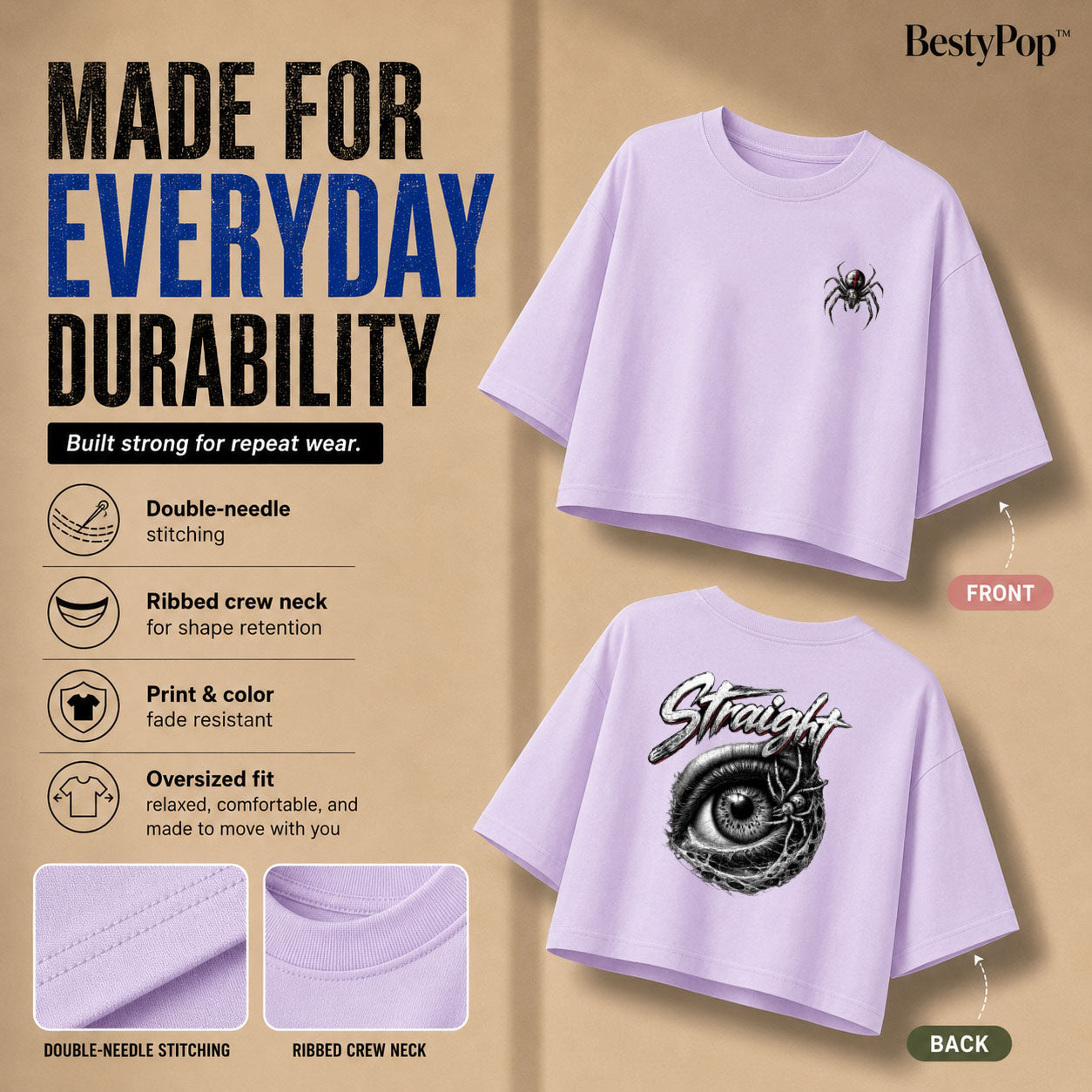 Women’s Oversized Half Sleeve Crop Top - 220 GSM