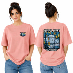 Women’s Oversized Graphic T-Shirt - Hopeful Heart (225 GSM heavyweight fabric)