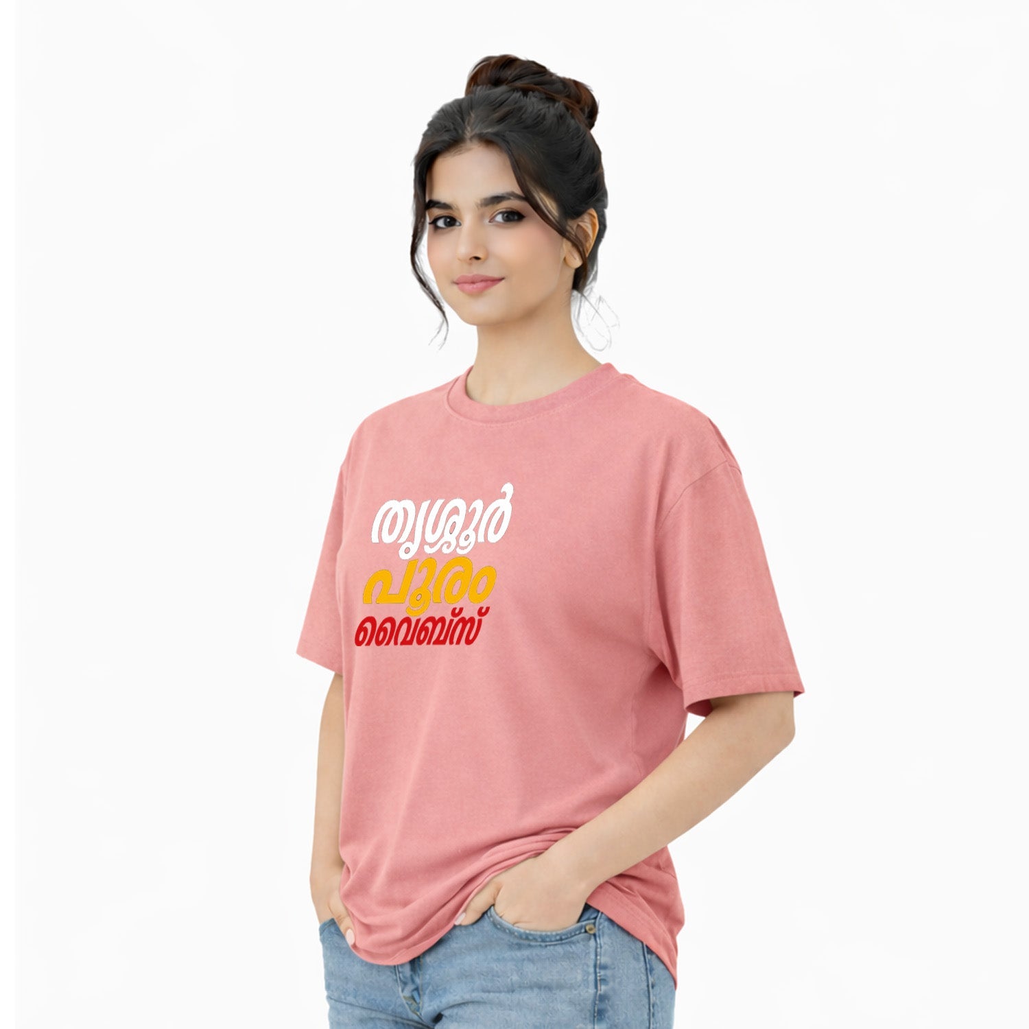 Women's Crew Neck Oversized t-shirt - തൃശൂർ പൂരം വൈബ്സ്