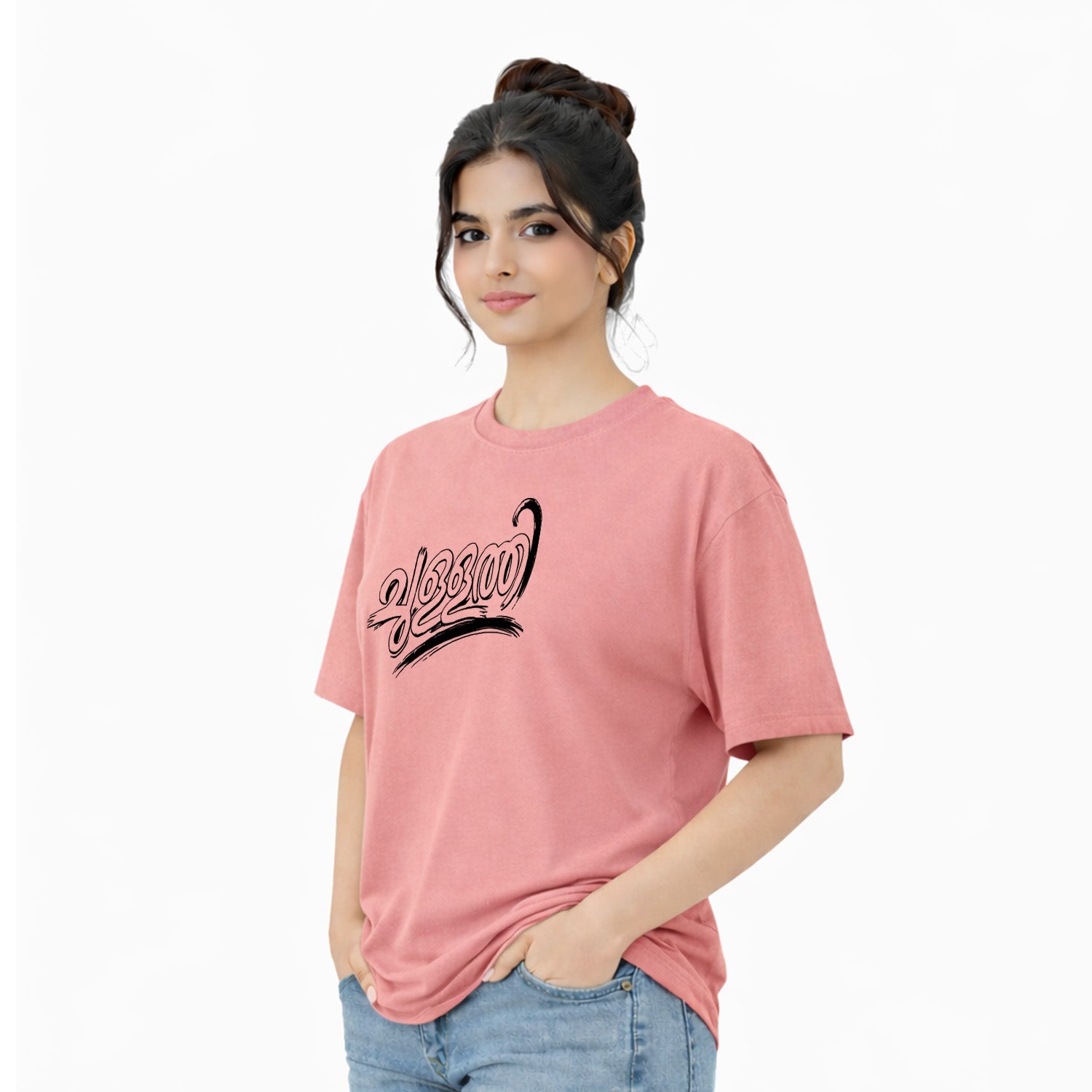 Crew Neck oversized t-shirt - ചുള്ളത്തി(225 GSM heavyweight fabric)