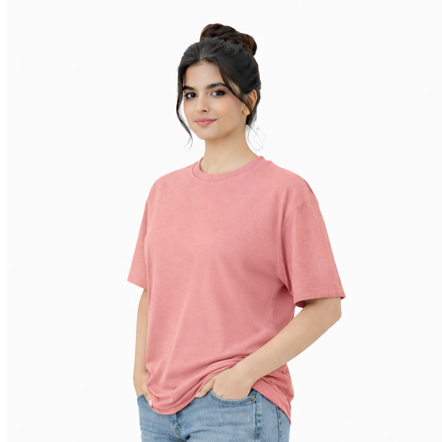 Women's Plain oversize T-shirt - 300 GSM Two Play Single Jersey