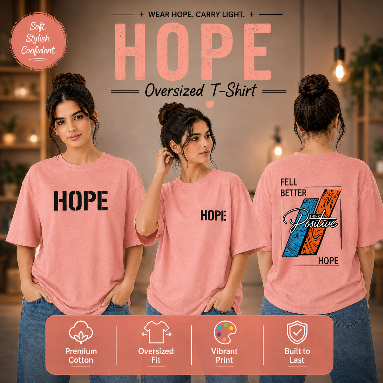 Women’s Oversized T-Shirt - Hope (225 GSM heavyweight fabric)