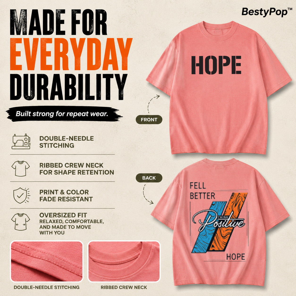 Women’s Oversized T-Shirt - Hope (225 GSM heavyweight fabric)