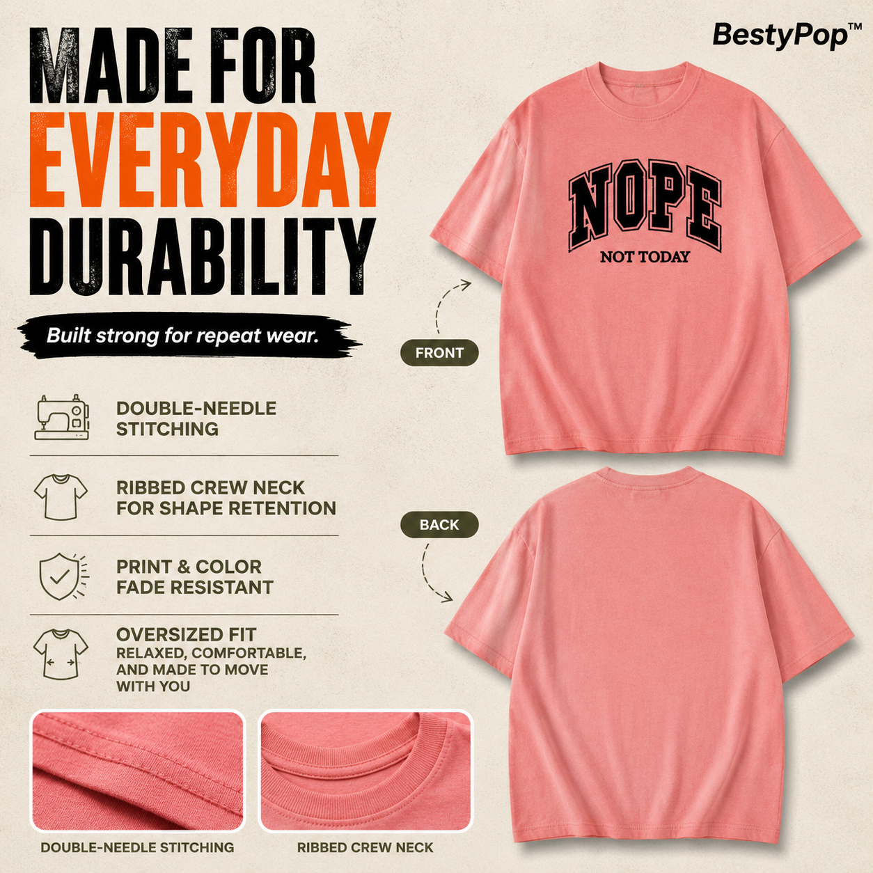 Women’s Oversized T-Shirt - Nope (225 GSM heavyweight fabric)