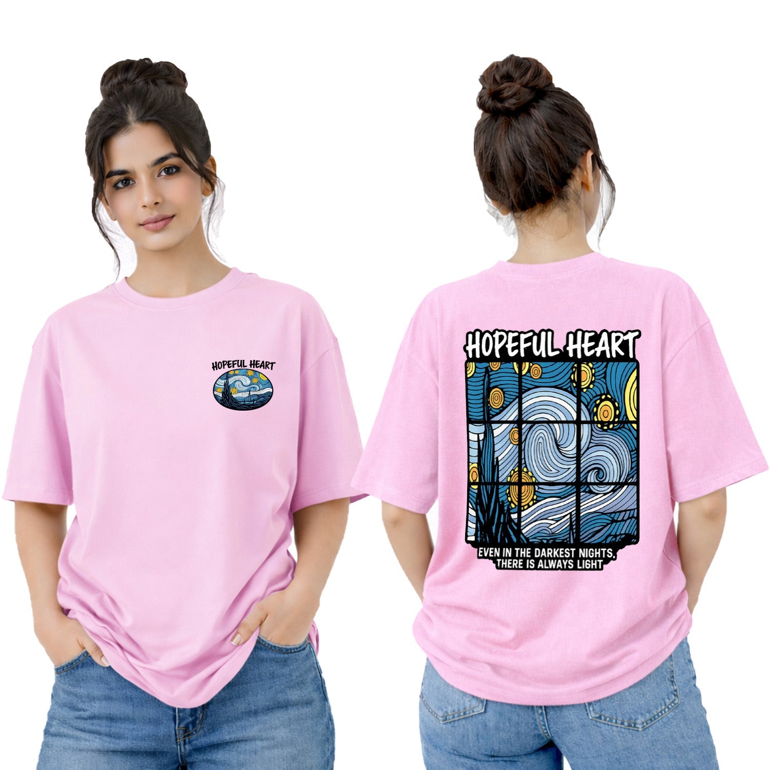 Women’s Oversized Graphic T-Shirt - Hopeful Heart (225 GSM heavyweight fabric)