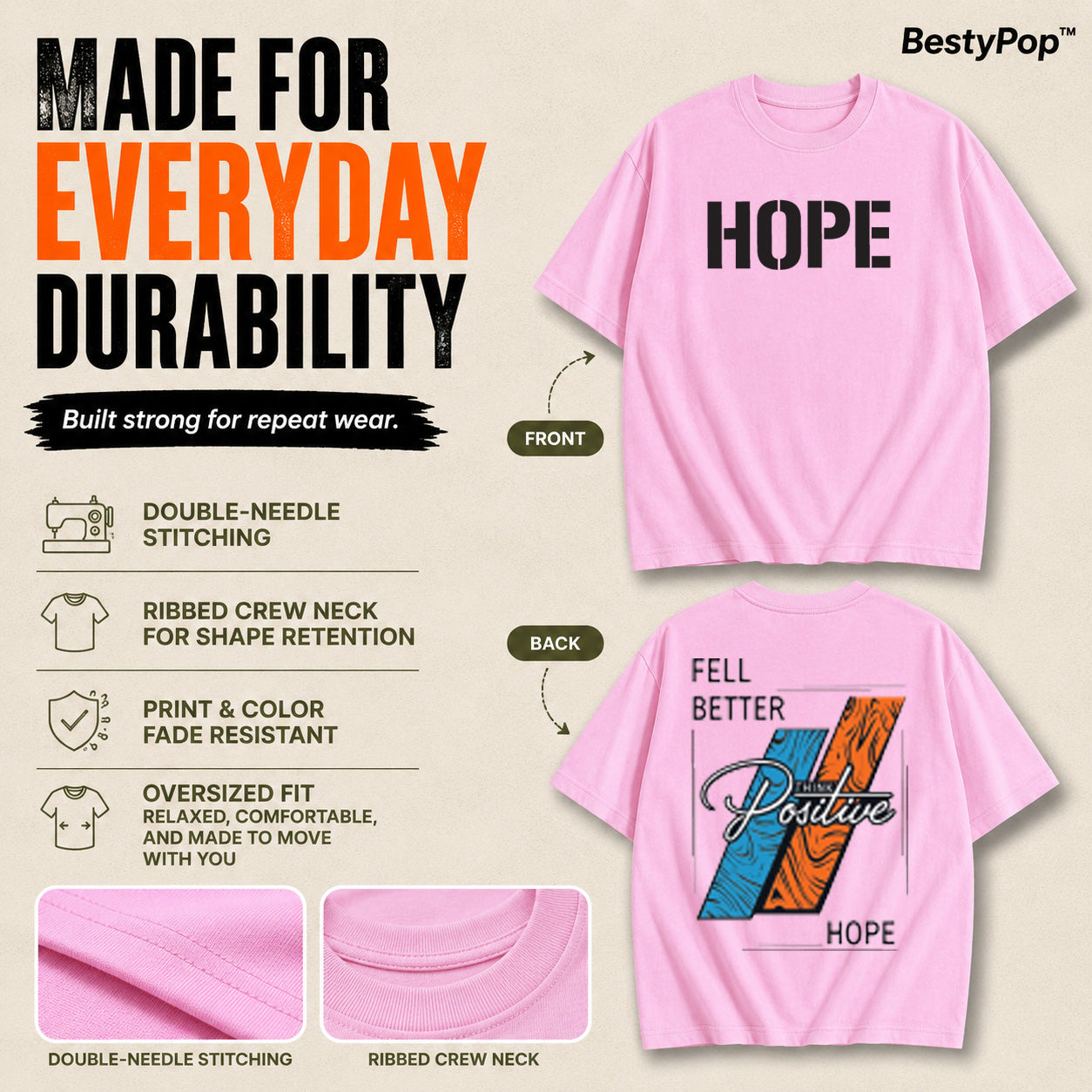 Women’s Oversized T-Shirt - Hope (225 GSM heavyweight fabric)