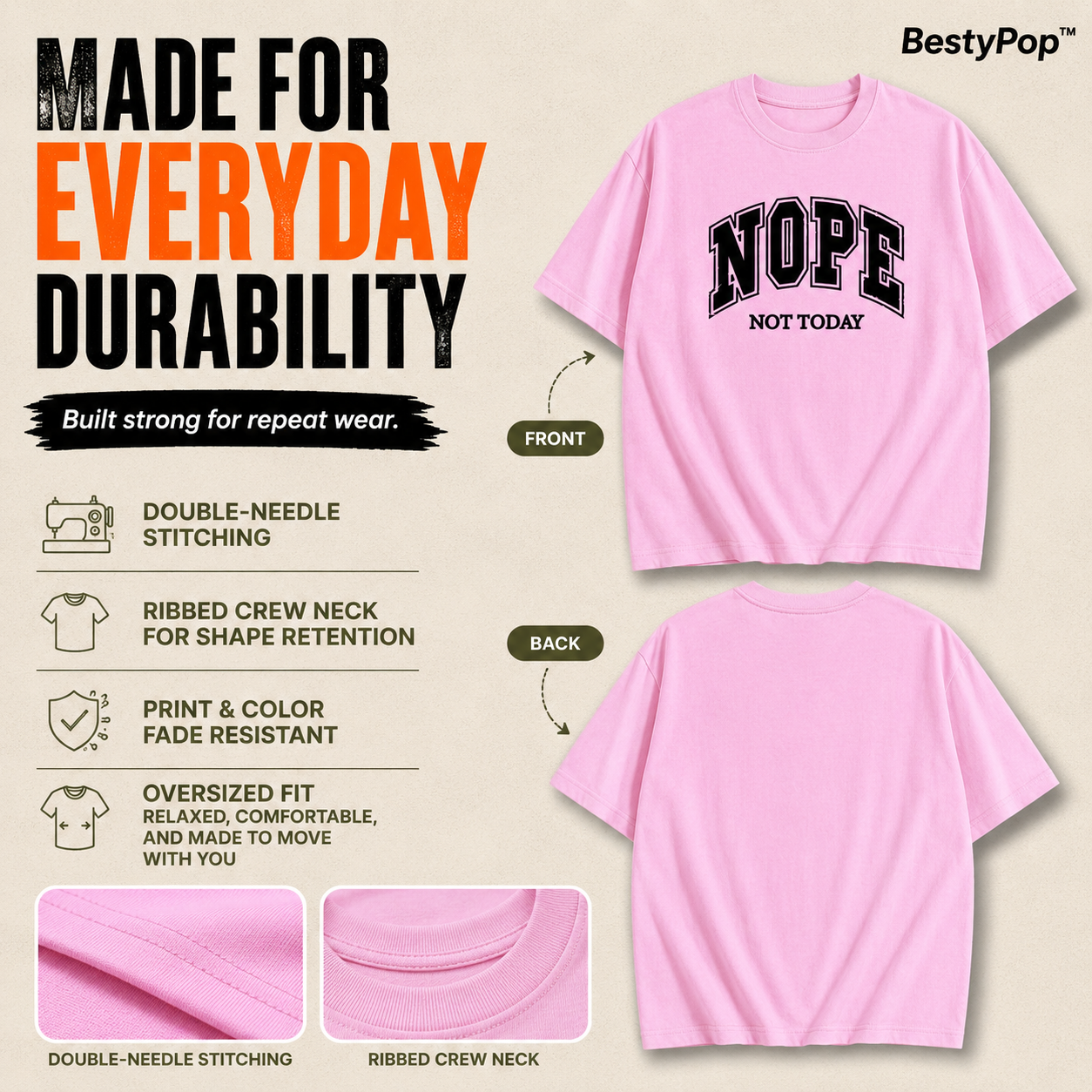 Women’s Oversized T-Shirt - Nope (225 GSM heavyweight fabric)