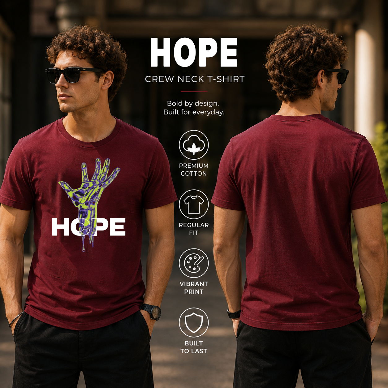 Men's Crew Neck t-shirt- Hope (170 GSM single jersey)