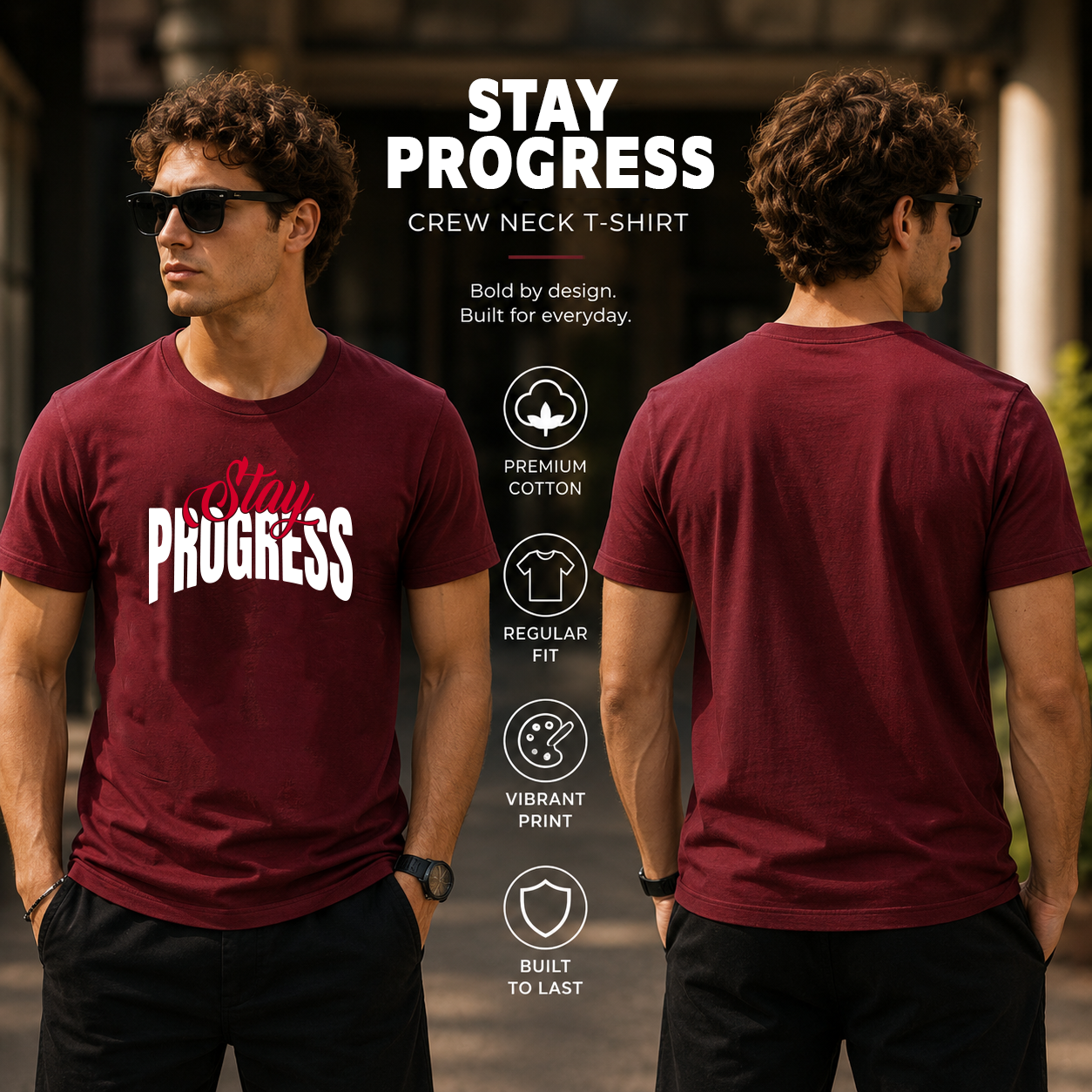 Men's Crew Neck t-shirt- Stay Process (170 GSM single jersey)