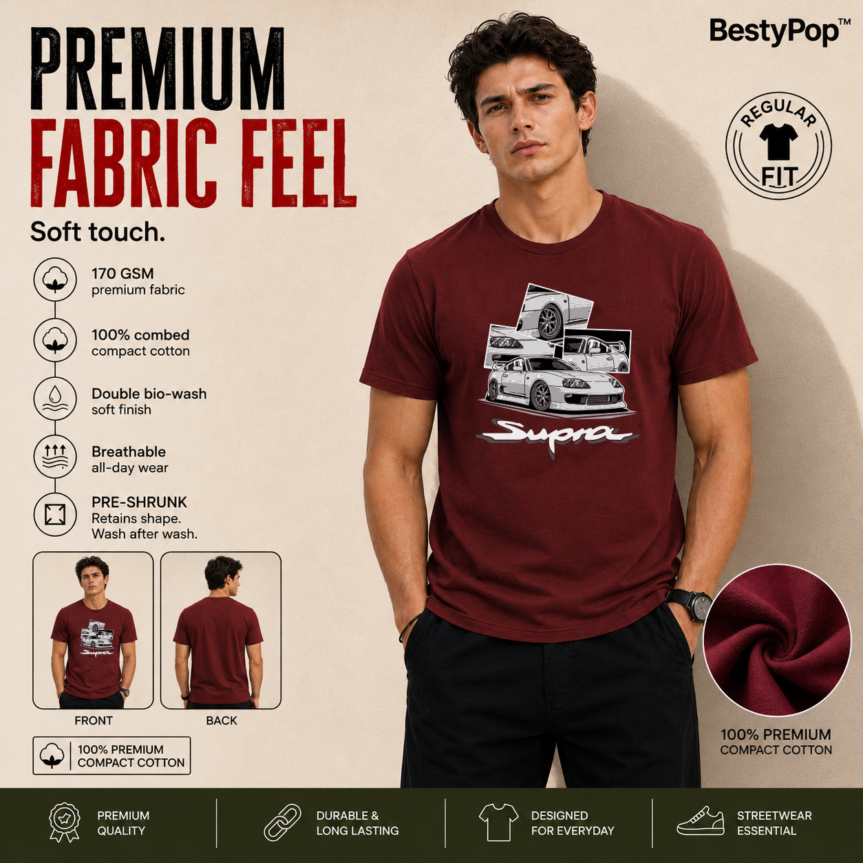 Men's Crew Neck t-shirt - Supra (170 GSM single jersey)