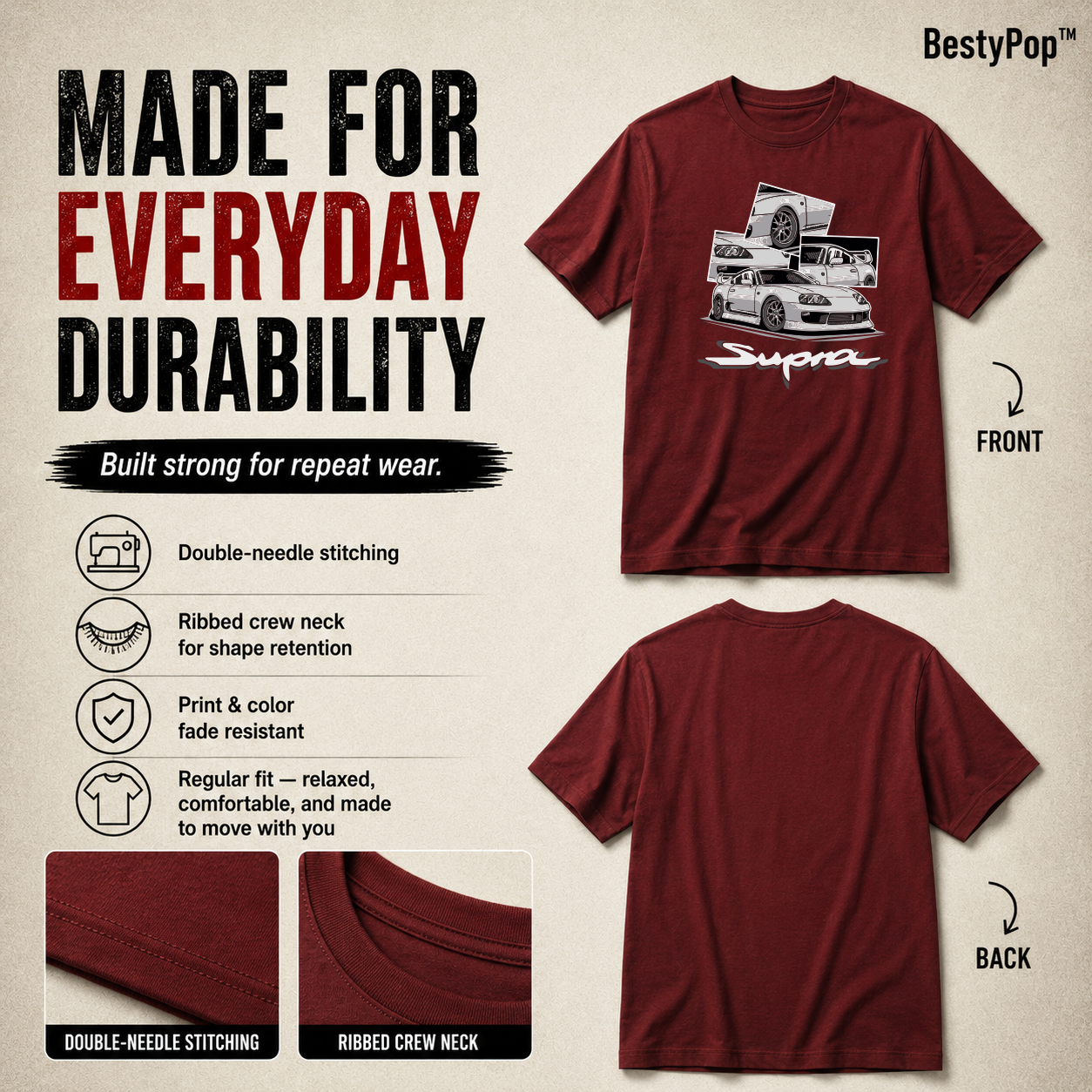 Men's Crew Neck t-shirt - Supra (170 GSM single jersey)