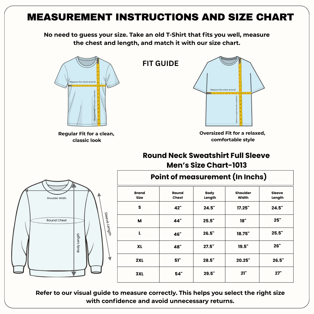 Men’s Graphic Print Round Neck Sweatshirt - 270 GSM (Copy)