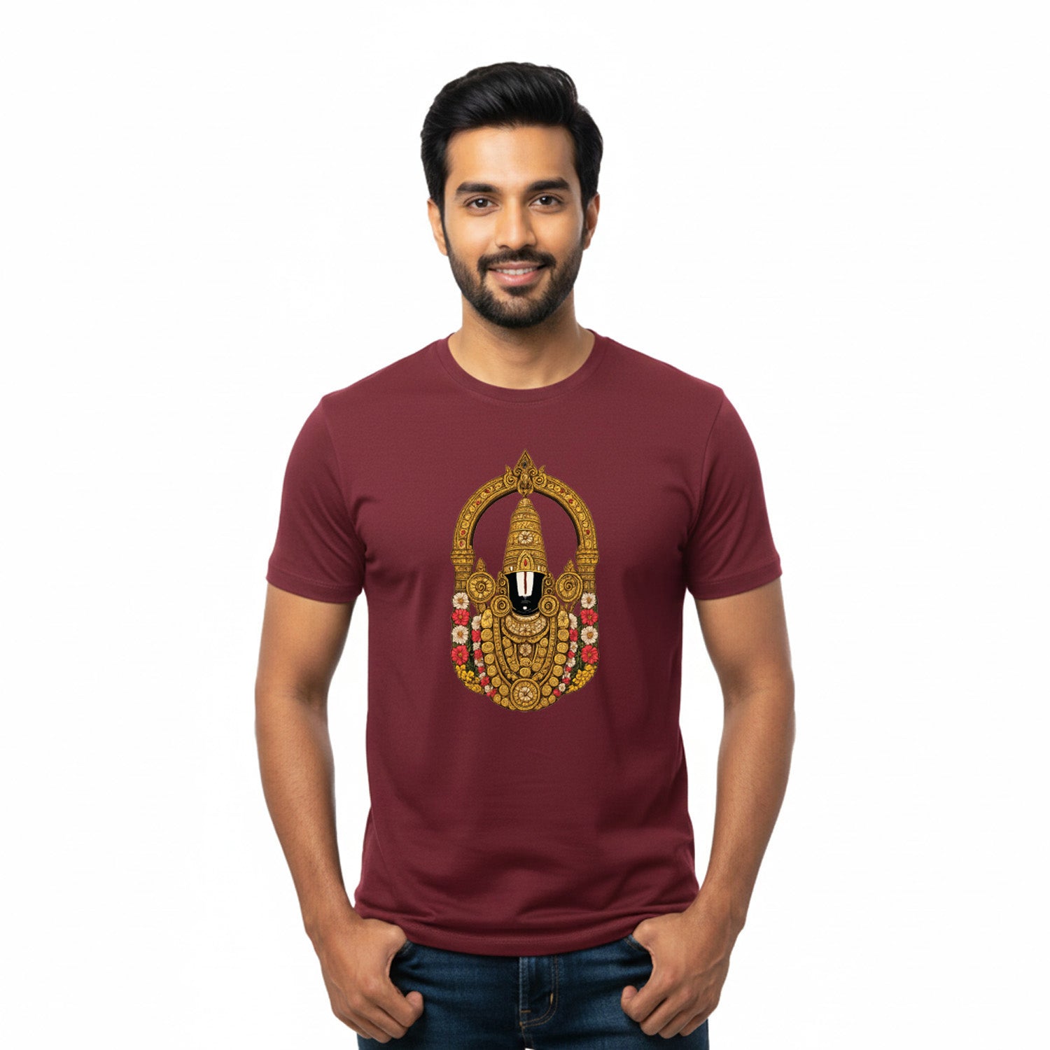 Men’s Graphic Print Round Neck T-Shirt-Tirupathi Balaji (170 GSM single jersey)